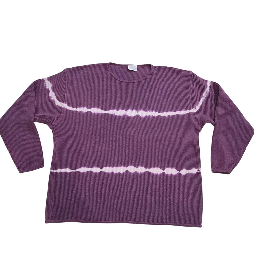 Victoria's Secret MODA Womens Size Large Purple Ribbed Knit Tie Dye‎ L/S Sweater